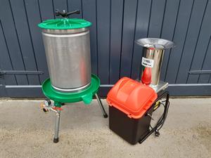 Mosterisæt - 20 liters vandtrykspresse inkl. pressesæk og Fruit Shark frugtkværn (ca 600 kg/t)